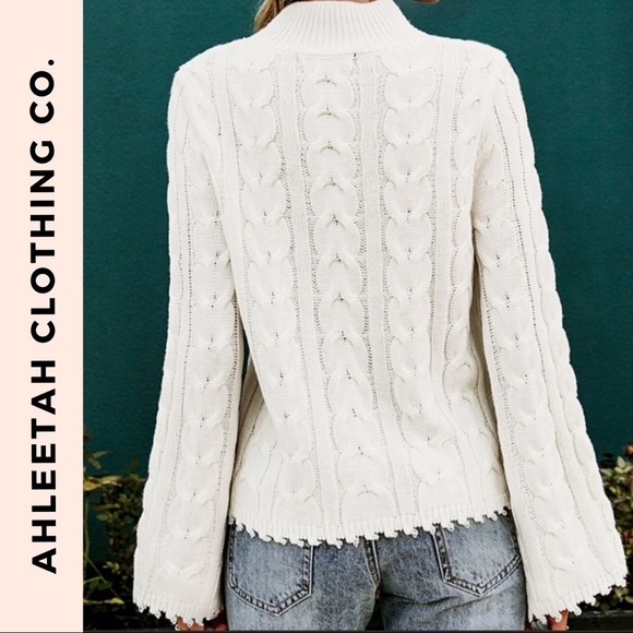 BELLA Cable Bell Sleeve Turtle Neck Sweater - Picture 3 of 6